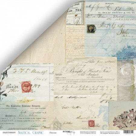 Лист двусторонней бумаги 30x30 от Scrapmir Письма из коллекции Nautical Graphic, купить - БлагоЛис