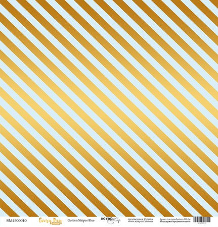 Лист односторонней бумаги с золотым тиснением 30x30 Golden Stripes Blue от Scrapmir Every Day Gold, купить - БлагоЛис