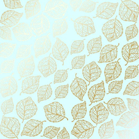 Лист односторонней бумаги с фольгированием Golden Delicate Leaves Mint, Фабрика Декора, купить - БлагоЛис