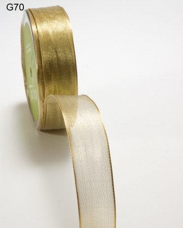 Металлизированная шелковая лента, цвет золото, ширина 2,5 см, May arts G_70, цена за 1 ярд ( 90 см ), купить - БлагоЛис