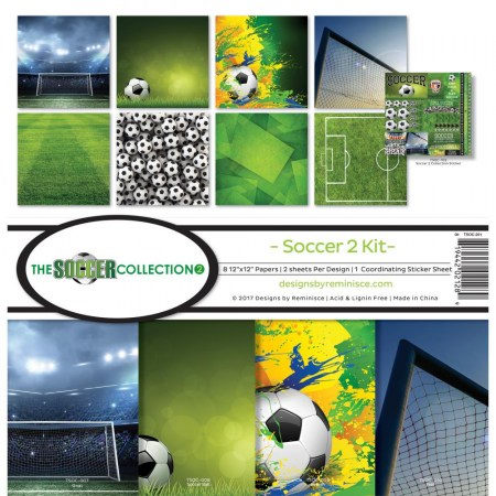 Набор двусторонней бумаги Soccer 2 (Футбол),  30,5 х 30,5 см, 8 листов + лист стикеров, купить - БлагоЛис