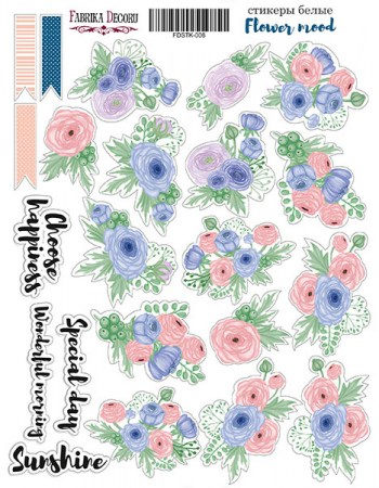 Набор наклеек (стикеров) #008, Flower mood, Фабрика Декора , купить - БлагоЛис