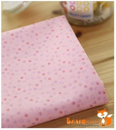 Ткань Розовая в горошек, 55х45 см, 100% хлопок, Ю.Корея , купить - БлагоЛис