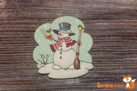 Снеговик на фоне (цветной), (7х6.5 см), купить - БлагоЛис