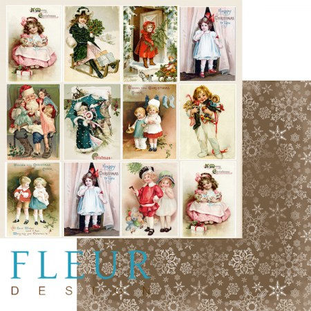 Лист двусторонней бумаги 30,5x30,5 см 190 грамм Fleur Карточки коллекция Новогодняя ночь, купить - БлагоЛис