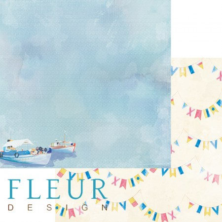 Лист двусторонней бумаги 30,5x30,5 см 190 грамм Fleur Морской пейзаж, коллекция Морская прогулка, купить - БлагоЛис