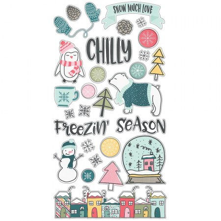 Набор цветного чипборда Freezin' season , 15,5 х 30,5 см, ТМ Simple Stories , купить - БлагоЛис