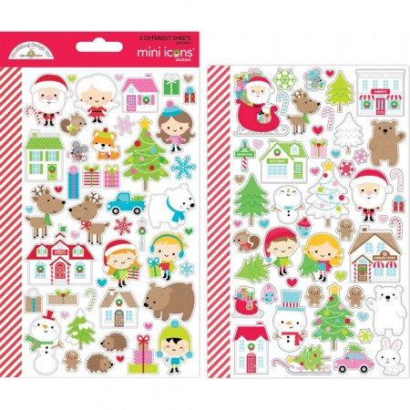 Набор стикеров Christmas Town Icons, 2 листа 14 х 21 см, ТМ Doodlebug design, купить - БлагоЛис