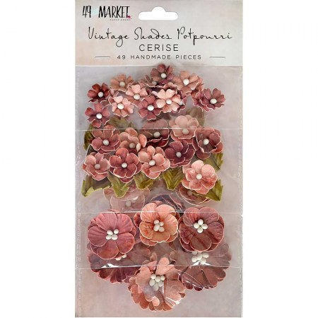 Набор цветов и листьев Cerise Vintage Shades Potpourri 4 размеров, 49 штук, ТМ 49 & Market   , купить - БлагоЛис