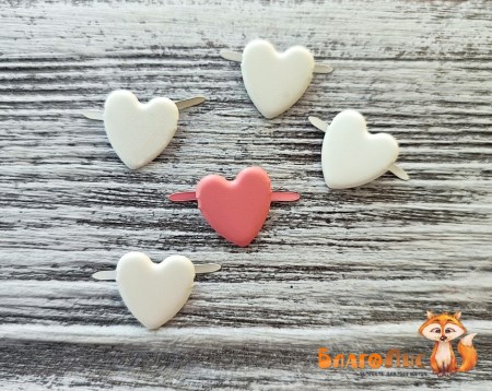 Набор декоративных брадсов "Сердца", 12 мм, 5 шт., купить - БлагоЛис