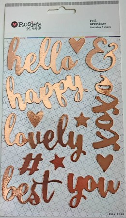 Набор стикеров с золотым фольгированием (розовое золото) "Greetings", ТМ Rosie's studio, купить - БлагоЛис