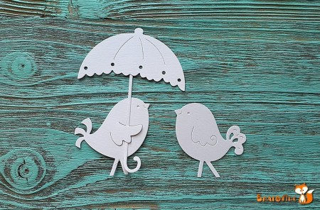 Вырубка  Птички с зонтом, (зонт 6.5 х 9 см.), купить - БлагоЛис