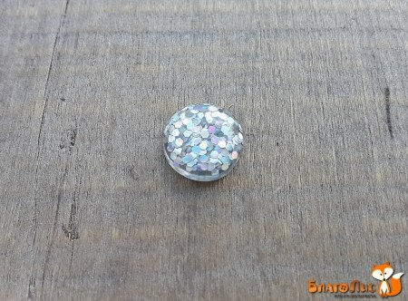 Акриловая капля с блестками, серебро, диаметр 12 мм, купить - БлагоЛис