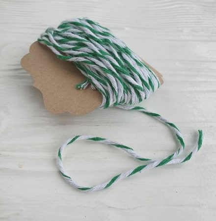 Хлопковый меланжевый шнур, 3 мм, белый с зеленым, 1 ярд, купить - БлагоЛис