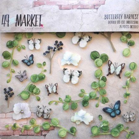 Набор многослойных пластиковых стикеров Butterfly harvest, 26 элементов, ТМ 49 & Market, купить - БлагоЛис