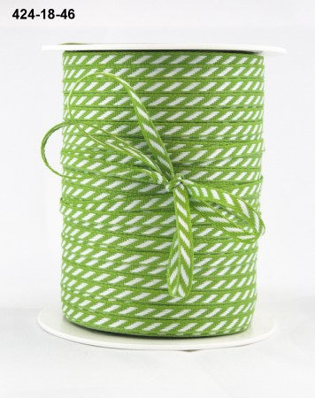 Лента с диагональными полосками, 0,5 см, зеленый + белый, May Arts, 424-18-46, цена за 1 ярд (90 см) , купить - БлагоЛис