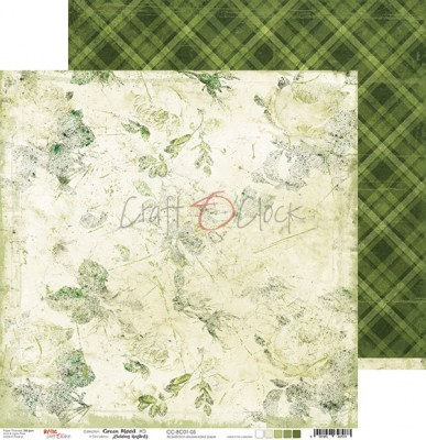 Набор фоновой бумаги GREEN MOOD, 30,5 х 30,5 см, 6 двусторонних листов + бонус, плотность 250 грамм, ТМ Craft O'Clock