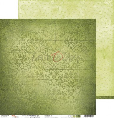Набор фоновой бумаги GREEN MOOD, 30,5 х 30,5 см, 6 двусторонних листов + бонус, плотность 250 грамм, ТМ Craft O'Clock