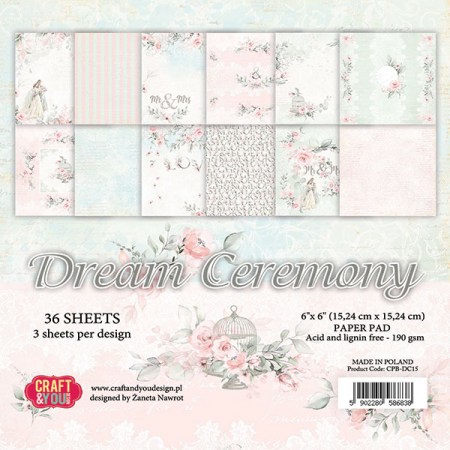 Набор бумаги Dream Ceremony, 15 х 15 см, 36 односторонних листов, плотность 190 грамм, ТМ Craft & You Design, купить - БлагоЛис