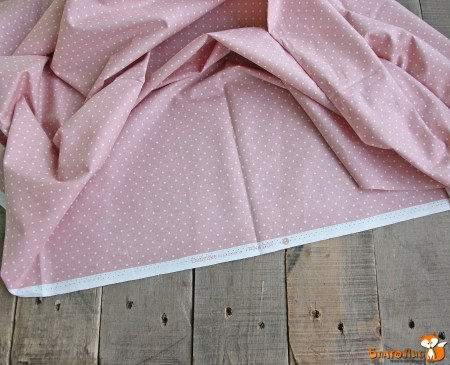 Ткань Dailylike "Белый горох на розовом", 100% хлопок, плотность С20 (165г/м2), отрез 55х45 см  , купить - БлагоЛис