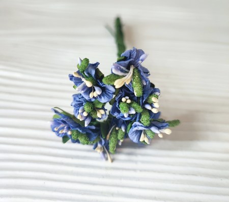 Цветок бумажный с тычинками, голубой, цена за 1 штуку, купить - БлагоЛис
