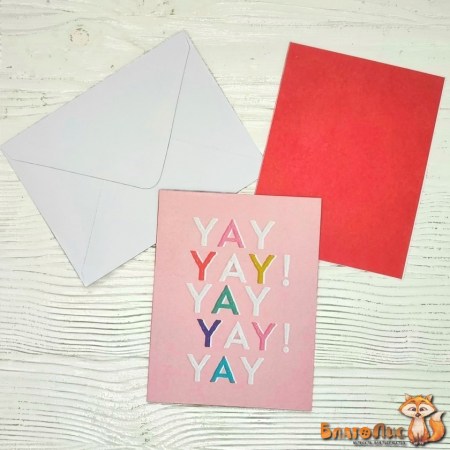 Набор открытка с конвертом "YAY!", 10.5х14 см., коллекция "Hooray", ТМ Crate Paper  , купить - БлагоЛис