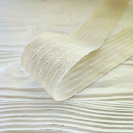 Лента с продольными белыми полосками 38 мм, цвет слоновая кость, DIY Ribbon's, цена за 1 ярд ( 90 см ), купить - БлагоЛис