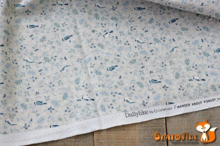 Ткань Dailylike "Синичка", 100% хлопок, плотность С20 (165г/м2), отрез 55х45 см , купить - БлагоЛис