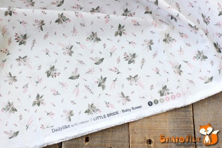 Ткань Dailylike "Розовые цветы на белом", 100% хлопок, плотность С30 (120г/м2), отрез 80х45 см	   , купить - БлагоЛис