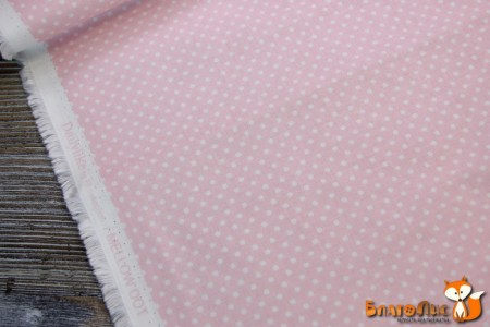 Ткань Dailylike "Горошек на светло-розовом", 100% хлопок, плотность С20 (165г/м2), отрез 55х45 см   , купить - БлагоЛис