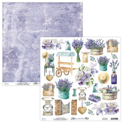 Набор бумаги Lavender Farm, 30,5 х 30,5 см, 12 двусторонних листов + лист для вырезания, плотность 250 грамм, ТМ Mintay by Karola