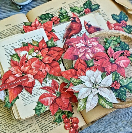 Набор картонных лазерных высечек "The Christmas flower", 30 элементов, ТМ Hand Made Paper, купить - БлагоЛис