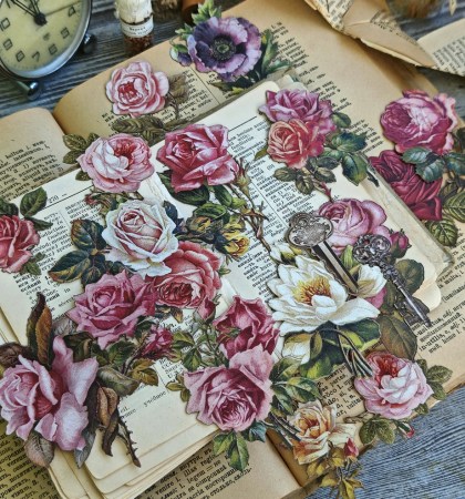 Набор картонных лазерных высечек "Wintage roses", 18 элементов, ТМ Hand Made Paper, купить - БлагоЛис