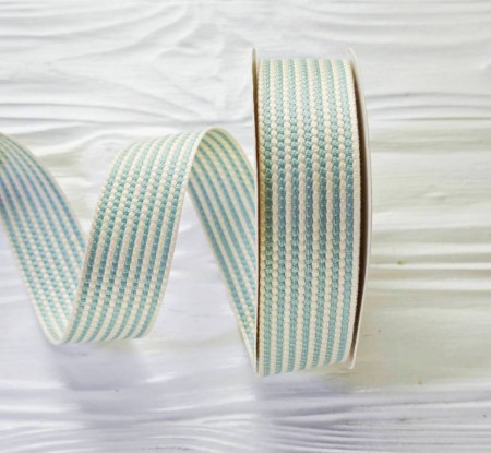 Лента стеганая двуцветная яйцо дрозда 25 мм, DIY Ribbon's, цена за 1 ярд ( 90 см ), купить - БлагоЛис