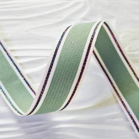 Лента с радужной строчкой по краю яйцо дрозда 25 мм, DIY Ribbon's, цена за 1 ярд ( 90 см ), купить - БлагоЛис