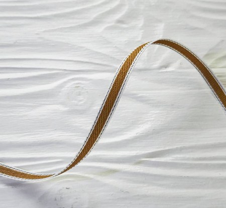 Лента с серебряной строчкой по краю охра 7 мм, DIY Ribbon's, цена за 1 ярд ( 90 см ), купить - БлагоЛис