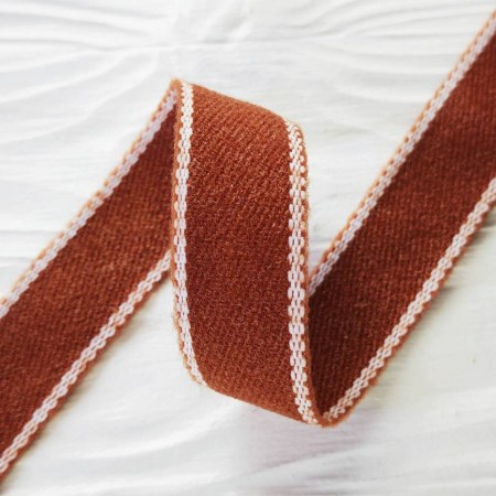 Тесьма твидовая полушерстяная 25 мм., цвет кирпичный, DIY Ribbon's, цена за 1 ярд ( 90 см ), купить - БлагоЛис