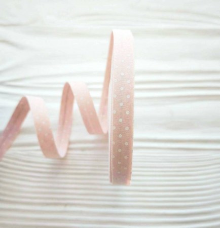 Лента двусторонняя "Горошки", розовая, 10 мм., цена за 1 ярд (90 см), купить - БлагоЛис