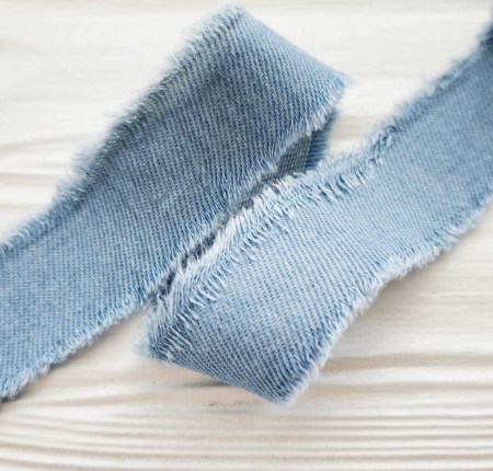 Лента джинсовая с мохристым краем, голубая, 150 см., купить - БлагоЛис