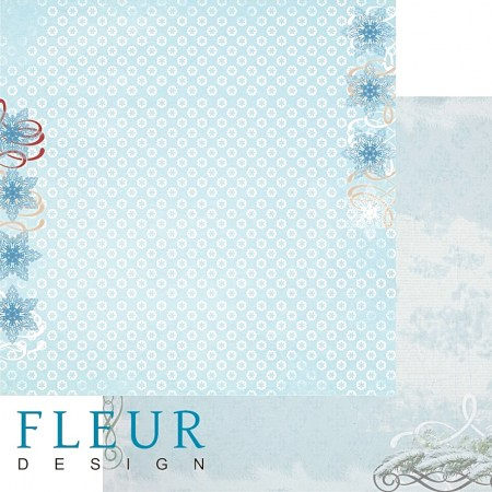 Лист двусторонней бумаги 30,5x30,5 см 190 грамм Fleur Белые пушинки коллекция Зимние чудеса, купить - БлагоЛис