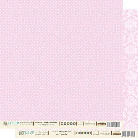 Лист двусторонней бумаги 30,5x30,5 см 190 грамм Fleur  Нежный розовый, коллекция Шебби Шик Базовая, купить - БлагоЛис