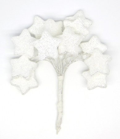 Звезда декоративная белая в глиттере, 2,5 см, цена за 1 штуку, купить - БлагоЛис