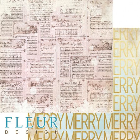 Лист бумаги для скрапбукинга Веселые ноты, коллекция Волшебный лес, 30,5х30,5 см, плотность 190 гр, Fleur design, купить - БлагоЛис
