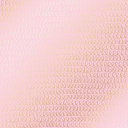 Лист односторонней бумаги с фольгированием Golden Loops Pink, Фабрика Декора, купить - БлагоЛис