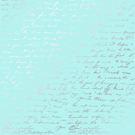 Лист односторонней бумаги с фольгированием Silver Text Turquoise 30,5 х 30,5 см, плотность 200 г, Фабрика Декора, купить - БлагоЛис