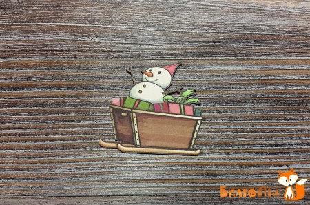 Снеговик в санях (цветной), (4х4 см), купить - БлагоЛис