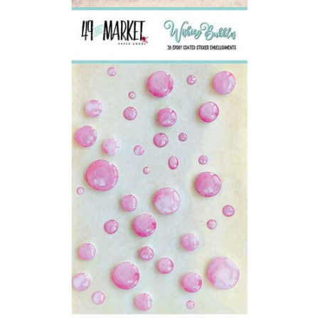 Набор эпоксидных наклеек Wishing Bubbles, цвет Bubblegum, 38 штук, ТМ 49 & Market, купить - БлагоЛис