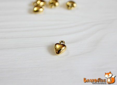 Металлическая подвеска "Сердце" (золото), 10 мм, купить - БлагоЛис
