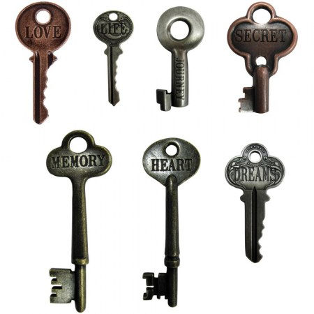 Набор металлических ключей с надписями, 7 штук, ТМ Tim Holtz, купить - БлагоЛис