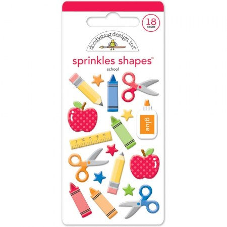 Набор эмалевых стикеров School Shapes, Doodlebug Sprinkles Adhesive Glossy Enamel Shapes, 18 элементов , купить - БлагоЛис